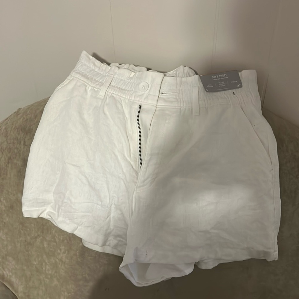 White linen shorts